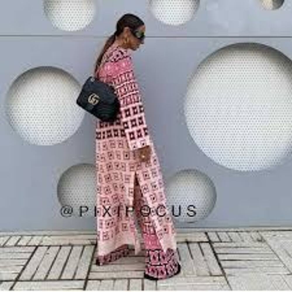 Zara Pink Geometric Print Long Sleeve Resort Travel Vacation Maxi Dress XS NWT - Picture 3 of 13